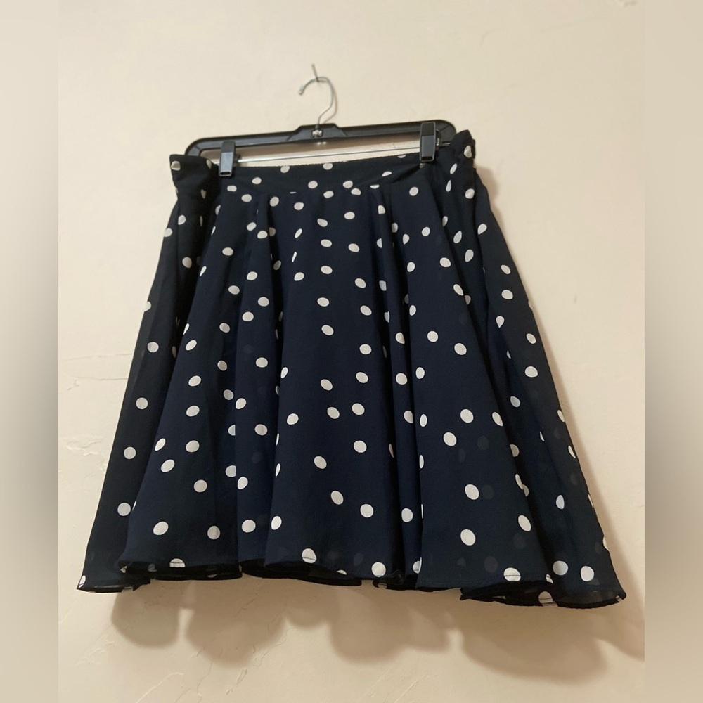 Maison Jules~Cute~Semi-Sheer~Polka Dot~Skater Skirt~Side Zip~Fully Lined~Size XL